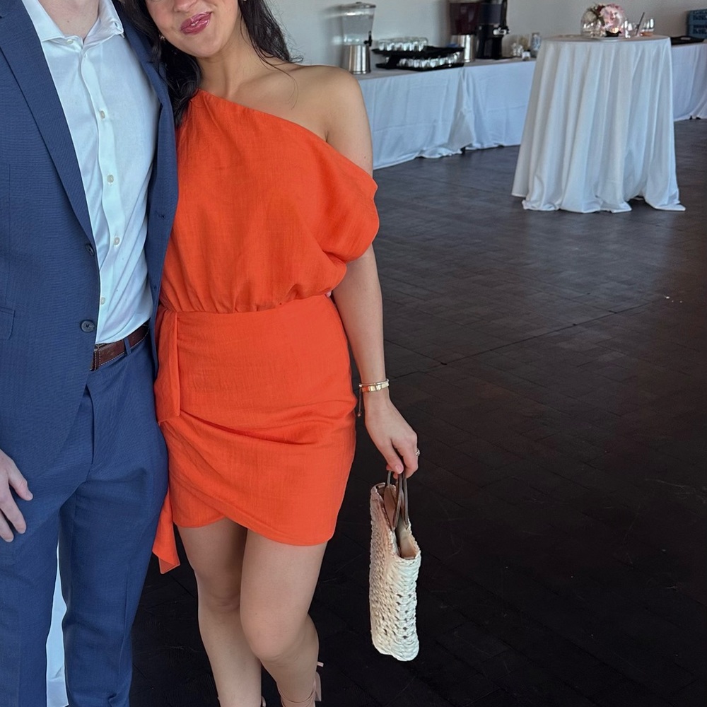 Drape one shoulder mini dress